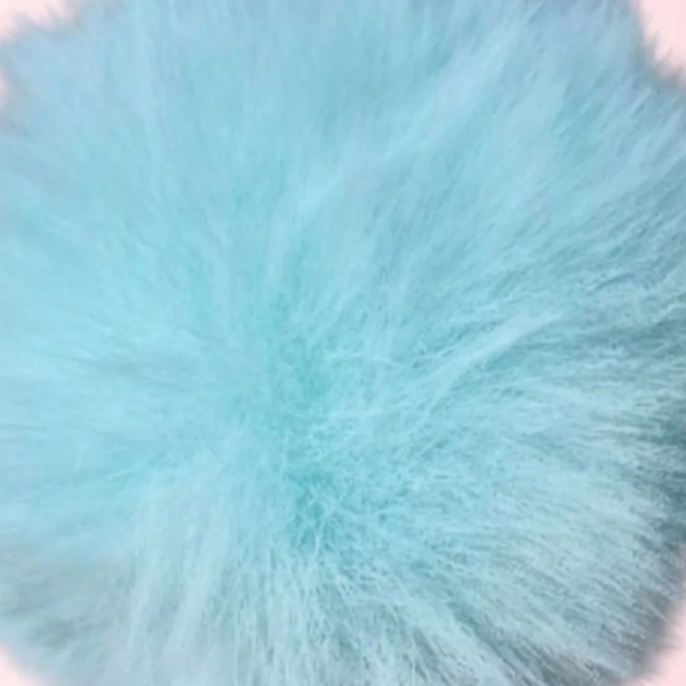 Light Blue Faux Fur Pom Pom Keychain Purse Charm & Bag Accessory
